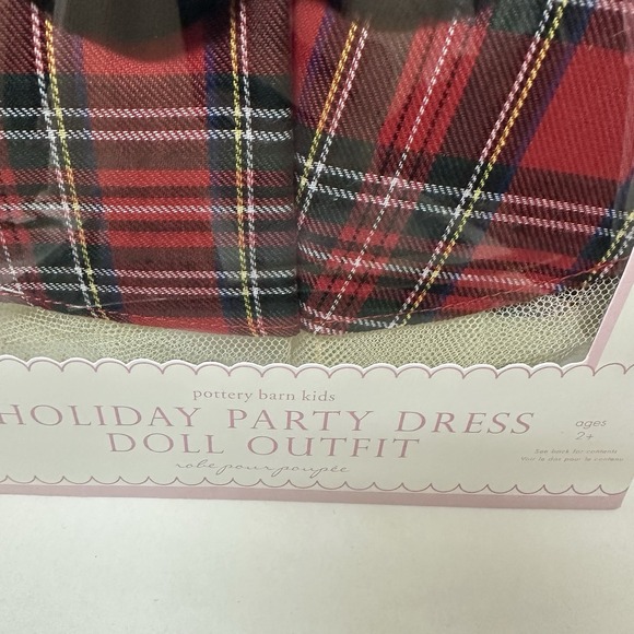 Pottery Barn Kids Doll Holiday Outfit Red Tartan Plaid Dress & Shoes NEW - Picture 5 of 9